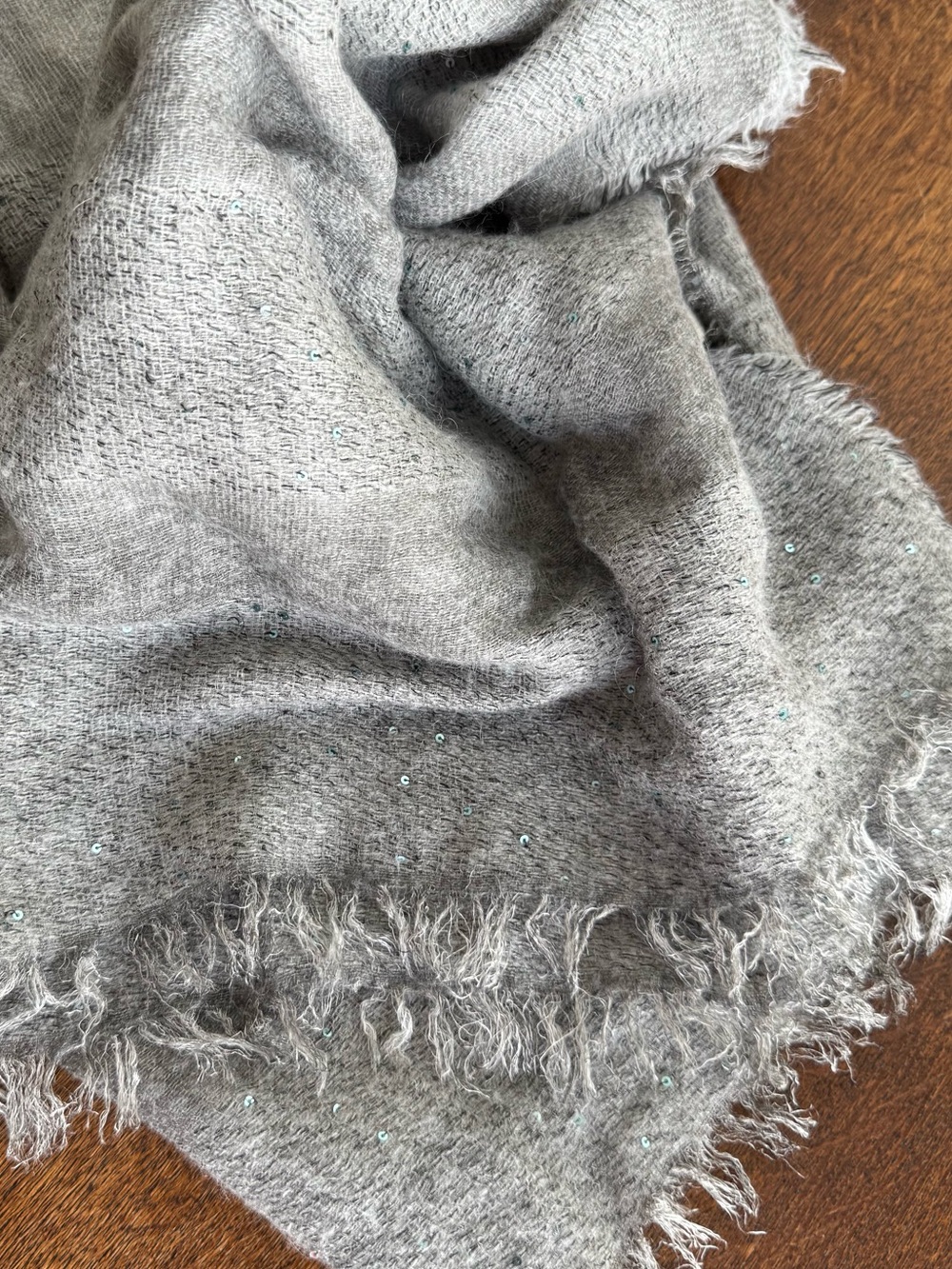 Pretty Persuasions Gray Glitter Sequin Scarf Shawl Wrap Wool Blend Striped